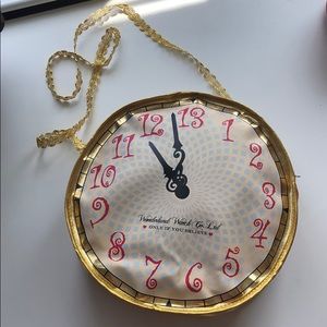 Alice in Wonderland gold clock purse